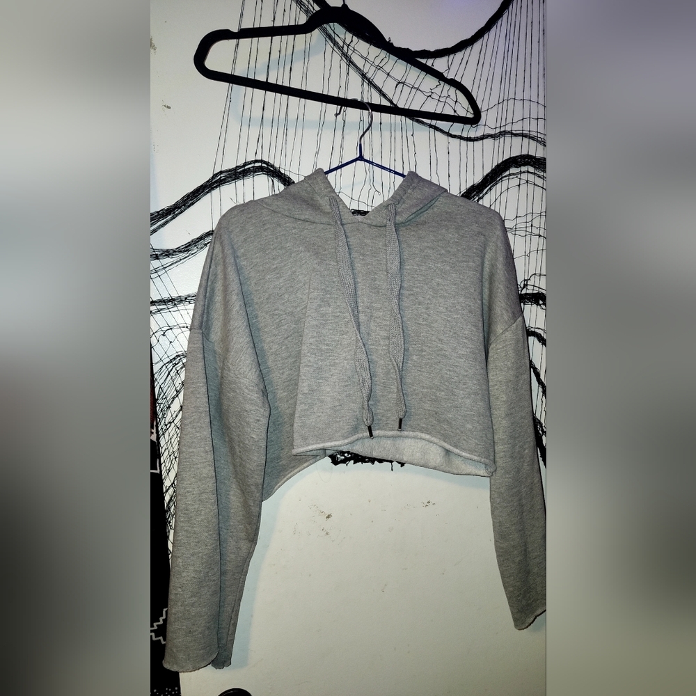 🌠3/$28🌌 ✨️Gray Women's Embroidered Cropped Hoodie✨️